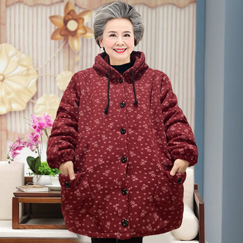 希玥莎中年冬季300斤老人外套加肥特女装300斤胖冬装老太太奶奶红色