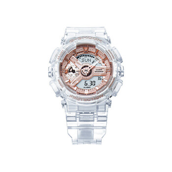 卡西欧旗舰冰韧系列透明玫瑰金运动手表女卡西欧gshockgmas110sr7apr