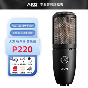 AKG 爱科技 P120 P170 P220 P420 P820专业电容麦克风录音棚人声直播话筒 P220