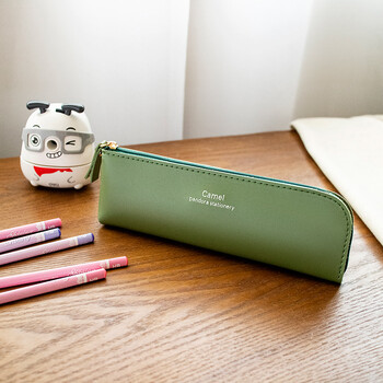 简约小清新大学生笔袋女生男生迷你小笔袋女韩版新款可爱文具抹茶绿