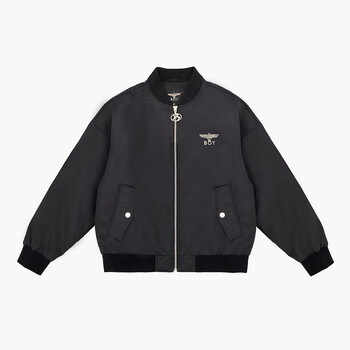 boylondon男女同款22秋冬翅膀老鹰刺绣梭织外套夹克n230 黑色 xs