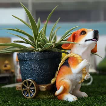 创意卡通小狗摆件多肉植物花盆工艺品生日礼物笔筒家居客厅阳台园艺