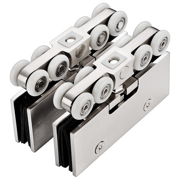 步菲钢化玻璃吊轮移门玻璃滑轮全不锈钢静音无框玻璃推拉门轨道吊门轮