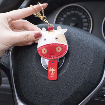 鹿藤汽车钥匙扣精致网红车钥匙挂件简单大气小牛包挂件女卡通可爱