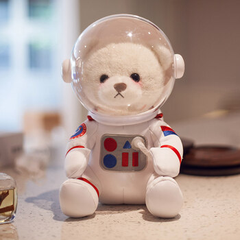太空熊玩偶宇航员公仔系列礼物小熊玩具毛绒娃娃抱抱熊女孩小号盒白色