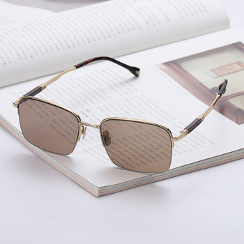 水晶石眼镜东海高清老石头太阳镜清凉护目司机半框钛架 浅茶色镜片