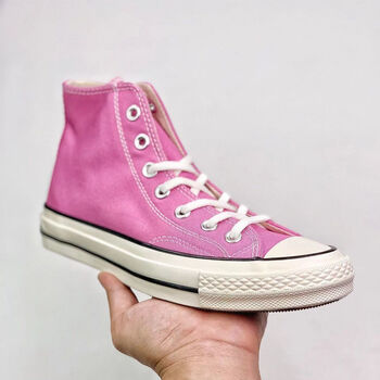 纯原1970s粉色高帮经典ins男女情侣款帆布鞋 粉红色 纯原 35