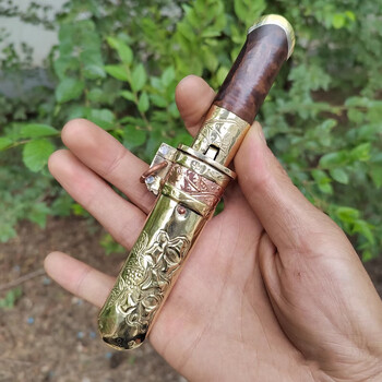 名维保安族手工刀保安小刀5寸夹钢番龙刀大河家锻打迷你吃肉刀把玩