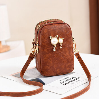 放手机的小包迷你包包女包新款潮百搭珍珠单肩斜挎包夏季焦糖