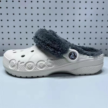 驰crocs卡骆驰女拖鞋加棉拖鞋男女鞋绒保暖毛毛鞋加绒居家外穿拖洞洞