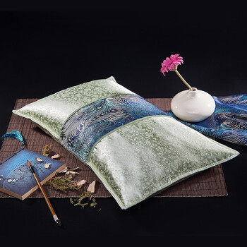 睡眠枕头中药失眠枕头荞麦睡眠透气药枕薰衣草安神催眠中药枕翡翠绿12