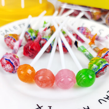 oeing彩虹棒棒糖迷你可爱创意小糖果高颜值水果味儿童七彩色糖桶装 60