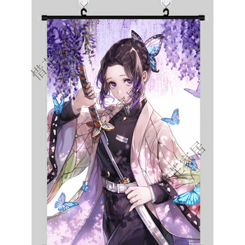 蝴蝶忍动漫周边鬼灭之刃善逸炭治郎油画布艺术布挂画海报2320x30cm