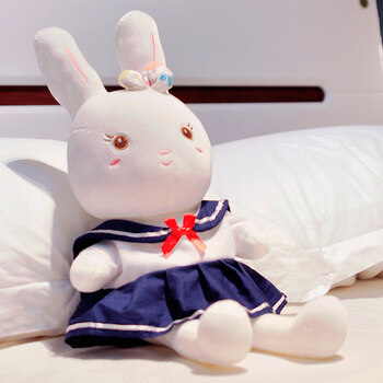 兔子玩偶 兔子可爱女孩玩具小号偶陪睡觉毛绒抱睡娃娃白兔新款 学生装