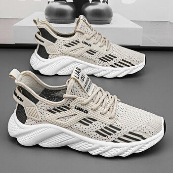 361断码夏季新款飞织运动鞋舒适休闲男鞋运动鞋跑步鞋轻便白色39