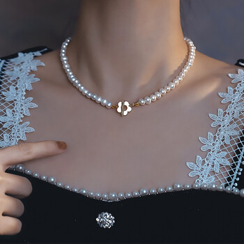 卓麦天然淡水珍珠花朵项链锁骨链法式复古高级感超仙赫本风港风吊坠