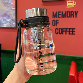 拓进德国进口品质2000ml大容量感玻璃杯高硼硅男士水杯户外便携泡茶大