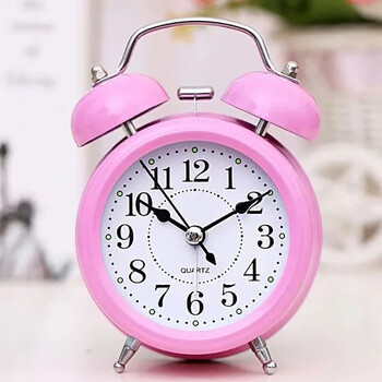 用品金属超大铃声闹钟学生闹铃网红学习用品文具闹表3寸小号夜灯粉色