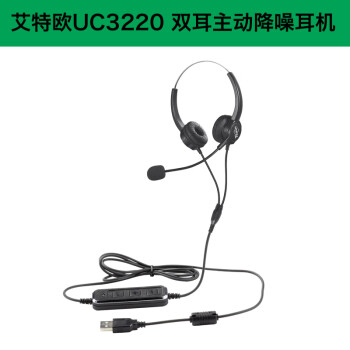 艾特欧UC3210 安卓手机线控usb-c苹果电脑type-c主动降噪耳机黑色 UC3220usb主动降噪双耳