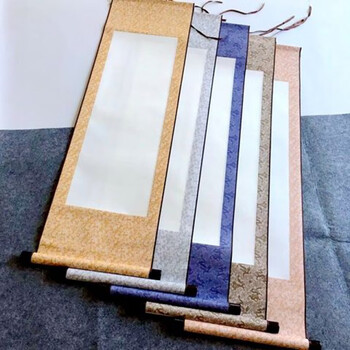 空白画轴二尺三尺四尺半生熟宣纸书法书画创作纸挂轴横幅装裱定做粉红