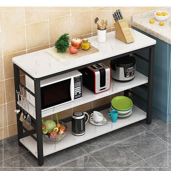悌醒厨房置物架落地微波炉烤箱收纳置物架长桌子切菜桌多层收纳储物架