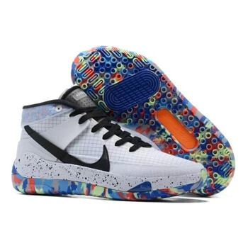 杜兰特12代篮球鞋男勇士主场黑白实战耐磨滑透气运动鞋 kd13白炫彩 44