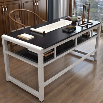 书法桌家用书画桌电脑桌书桌简易双层桌子学习桌培训桌课桌写字台白架
