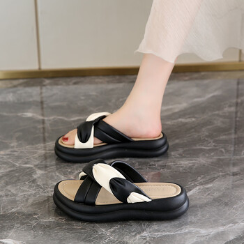 百丽踏孕妇拖鞋女外穿夏季2024新款脚宽胖防滑配裙子厚底凉鞋34码