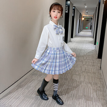 jk制服儿童 儿童jk制服裙女童春秋2022新款长袖百褶裙子全套装班服小