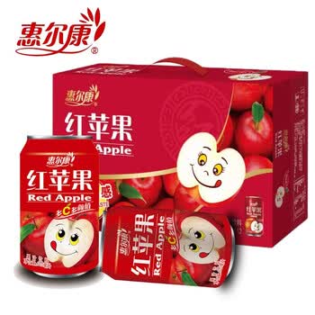 惠尔康果汁饮料红苹果清爽饮品罐装整箱听装过年礼盒苹果汁310ml