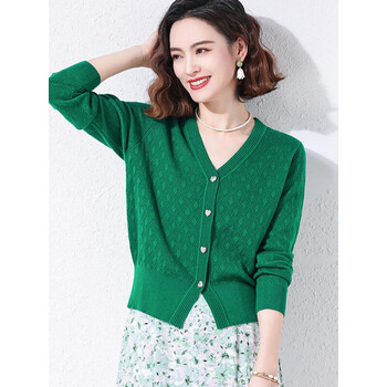 amsingle优衣小个子开衫毛衣女外搭短款春秋款2023新款外套针织衫女装