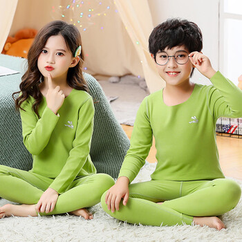 观睿2023年儿童保暖内衣套装德绒秋冬中大童居家无痕男童女童秋衣秋裤