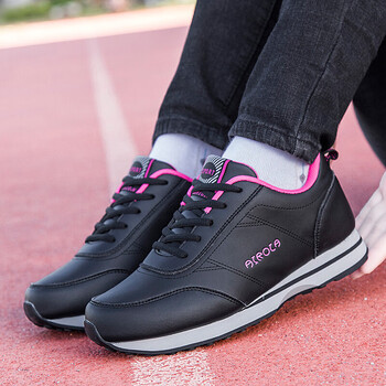 足力健老人鞋女春秋皮面中老年健步鞋女款防滑软底老人运动鞋妈妈鞋