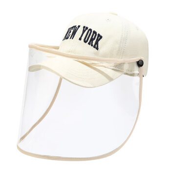 男儿童帽子防护飞沫春秋季女宝宝鸭舌帽隔离脸面罩小孩棒球帽 单层布