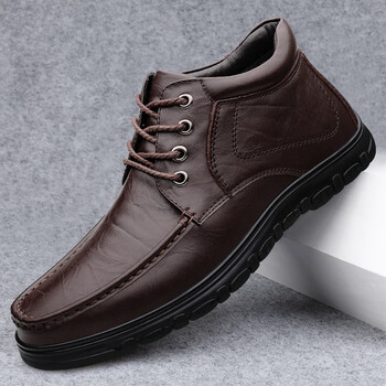康皇秋冬季爸爸鞋子男40-50岁休闲 中年男人鞋老爸款正装短靴高帮商务