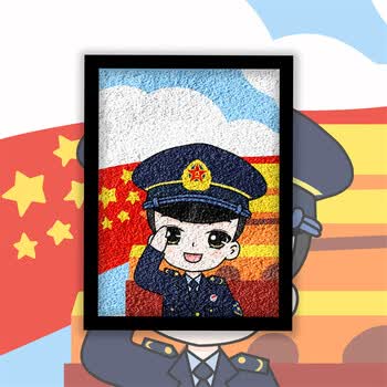 lism 纸浆画人民英雄卡通敬礼五星红旗纸浆画 02关注店铺工具 a2尺寸