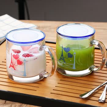 希诺乐美雅玻璃杯钢化耐高温牛奶杯水杯早餐杯儿童家用泡茶杯耐热杯子