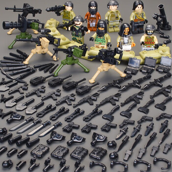 军事警察人仔摩托车飞机特种兵人偶8-12岁男孩子拼装积木玩具 土匪