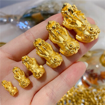 老凤凰999足金黄金貔貅 3d硬金转运珠串珠足金手链男女纳福皮丘散珠