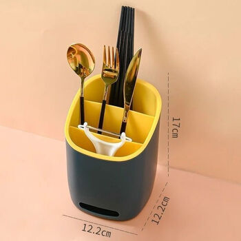 筷子收纳筷笼子家用多功能筷子桶筒餐具勺子沥水置物架厨房筷子篓蓝黄