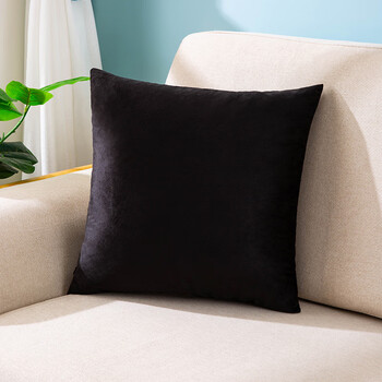 靠垫客厅正方形靠枕床头靠背办公室腰靠天鹅绒抱枕套黑色5050枕套枕芯