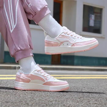 李宁板鞋女鞋潮流厚底休闲滑板鞋粉色小白鞋轻便运动鞋女agct536米