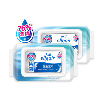 Elleair湿巾 大王 Goo N 爱璐儿elleair 杀菌湿巾60片 2包酒精型清洁杀菌保湿75 酒精带密封盖 行情报价价格评测 京东