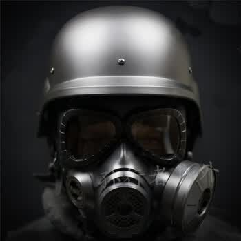 防毒面具军迷儿童全面罩面罩全面具头盔 黑色面具(单滤罐)(不含头盔)