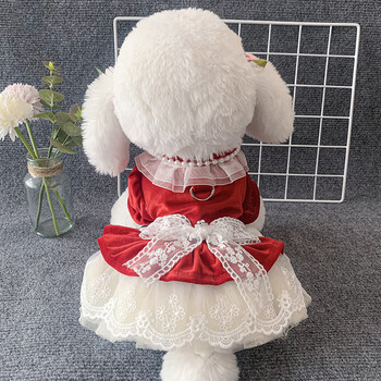 everking狗狗衣服红色礼服可爱公主小狗结婚陪嫁裙子泰迪博美比熊宠物