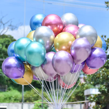 演绎金属气球装饰儿童生日场景布置结婚开业活动50个彩色加厚汽球