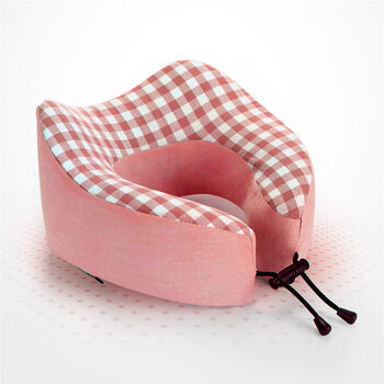 坐车护颈颈椎专用午睡车上睡觉枕头护脖子限时水洗记忆棉u型枕豆沙格