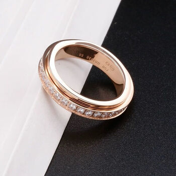 时来运转戒指  肖战同款男女一对满天星情侣对戒满钻食指环可转动七夕