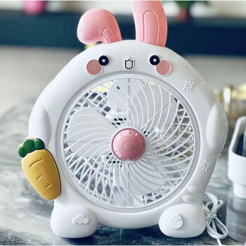 电风扇卡通小电风扇桌面学生宿舍办公室静音家用大风力可爱转页扇白