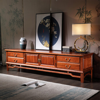 檀家匠 电视柜实木 中式仿古菠萝格木明清古典地柜影视柜客厅家具